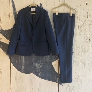ZARA KIDS TEXTURE WEAVE TAILORED SUIT IN MIDNIGHT NAVY SZ: 10